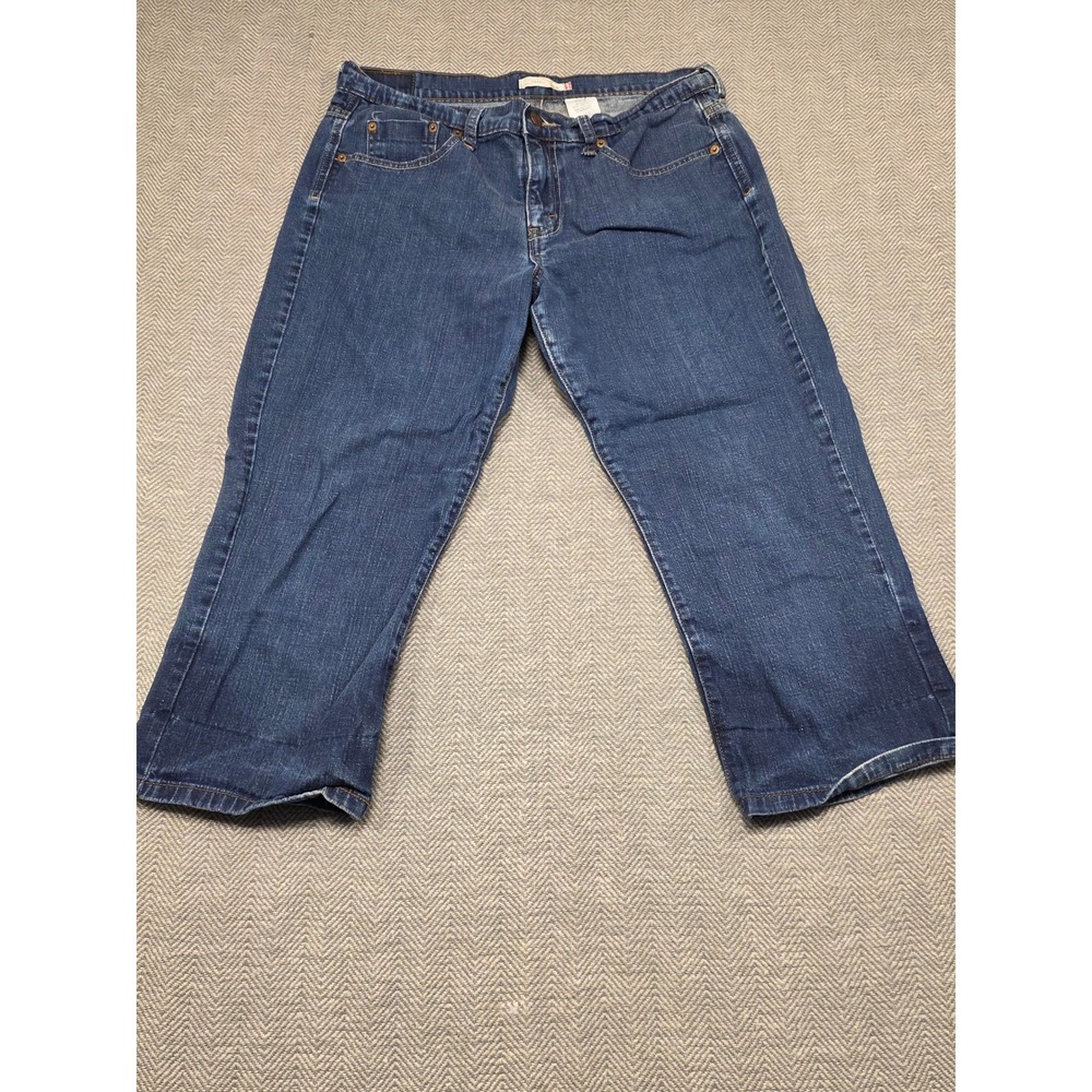 Levis 515 Capri Jean Women 12 Dark Wash Blue Mid Rise Straight Leg Cropped Denim